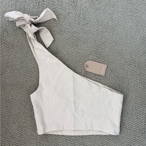 Venezia Linen One Shoulder Tie Top - Picture 2 of 2